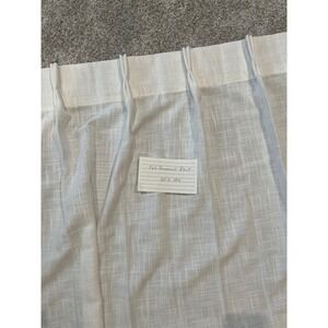 Off White Cream Linen Blend Pinch Pleat Hidden Tab Curtain Panel Set 40x104